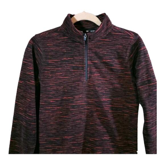 Tek Gear Red Spacedye 1/4 Zip Fleece Pullover Outdoors Baselayer Boys' L 14/16 - Picture 2 of 6